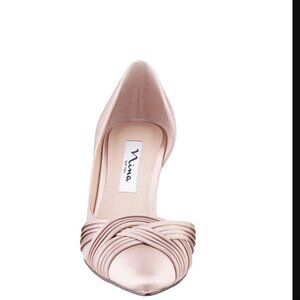 BLAKELY PEARL ROSE SATIN MID-HEEL PUMPS